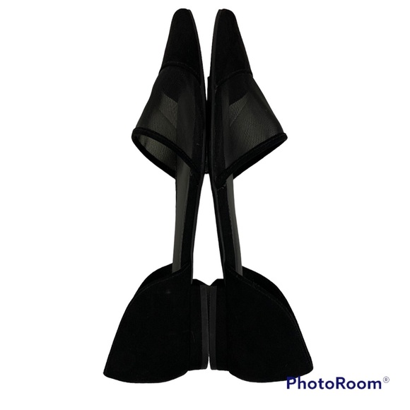 Express d’Orsay Pointed Toe Mesh Uppers Faux Suede Slip-On Flats Black 8 - Picture 5 of 9